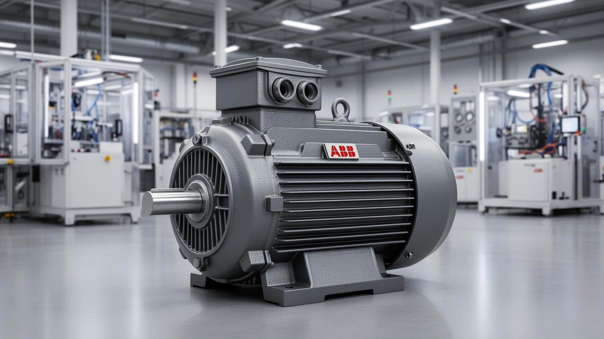 ABB three phase induction motor installed in industrial facility